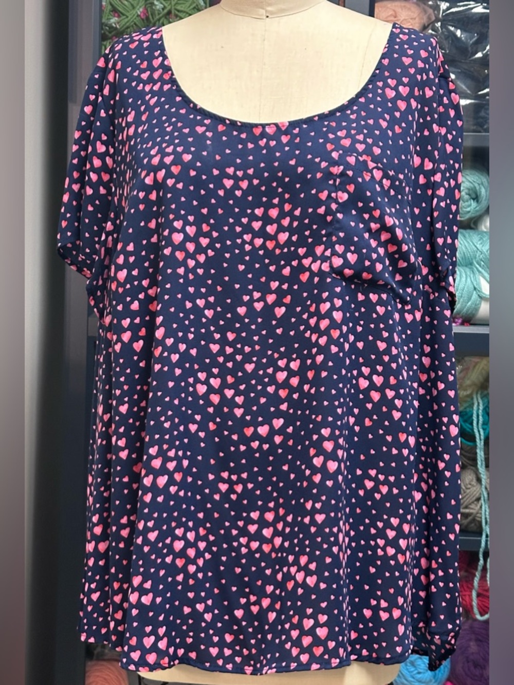 Torrid Women’s Navy Heart Print Scoop Neck Top